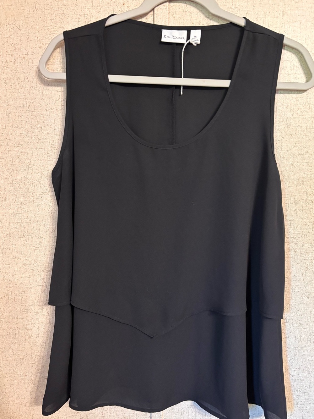 Kim Rogers Black Layered Scoop Neck Tank Business Casual